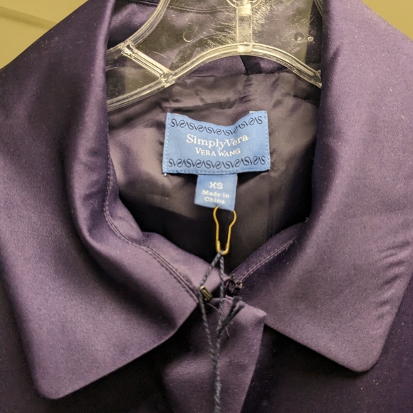 Simply Vera Vera Wang dark purple satin belted trench coat size XS - Picture 2 of 3